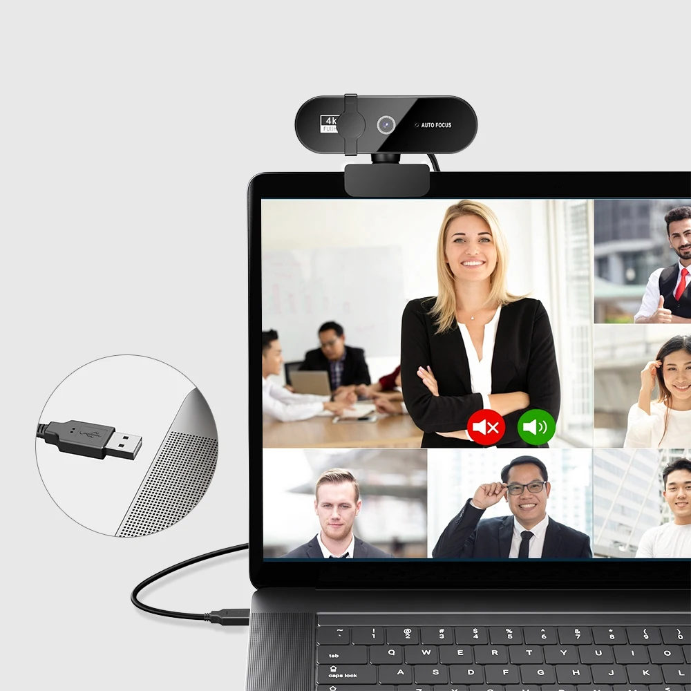 Ultra HD USB Webcam with Microphone and Auto Focus