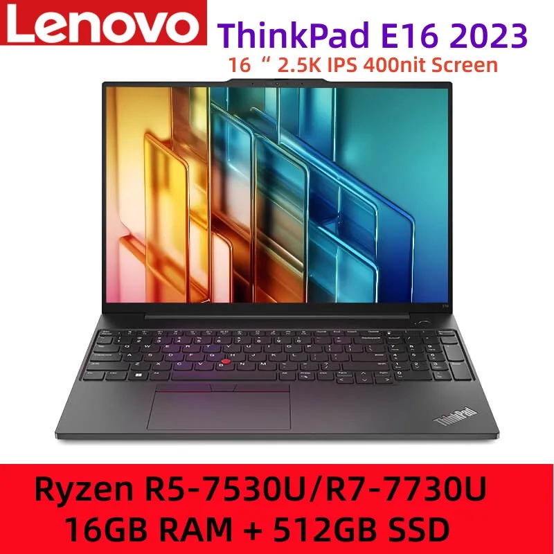 Lenovo ThinkPad E16 2023 노트북, Ryzen R5-7530U/R7-7730U, 16GB + 512GB SSD, 16 인치 2.5K IPS 400nit 스크린 RAM 지원 확장 노트북