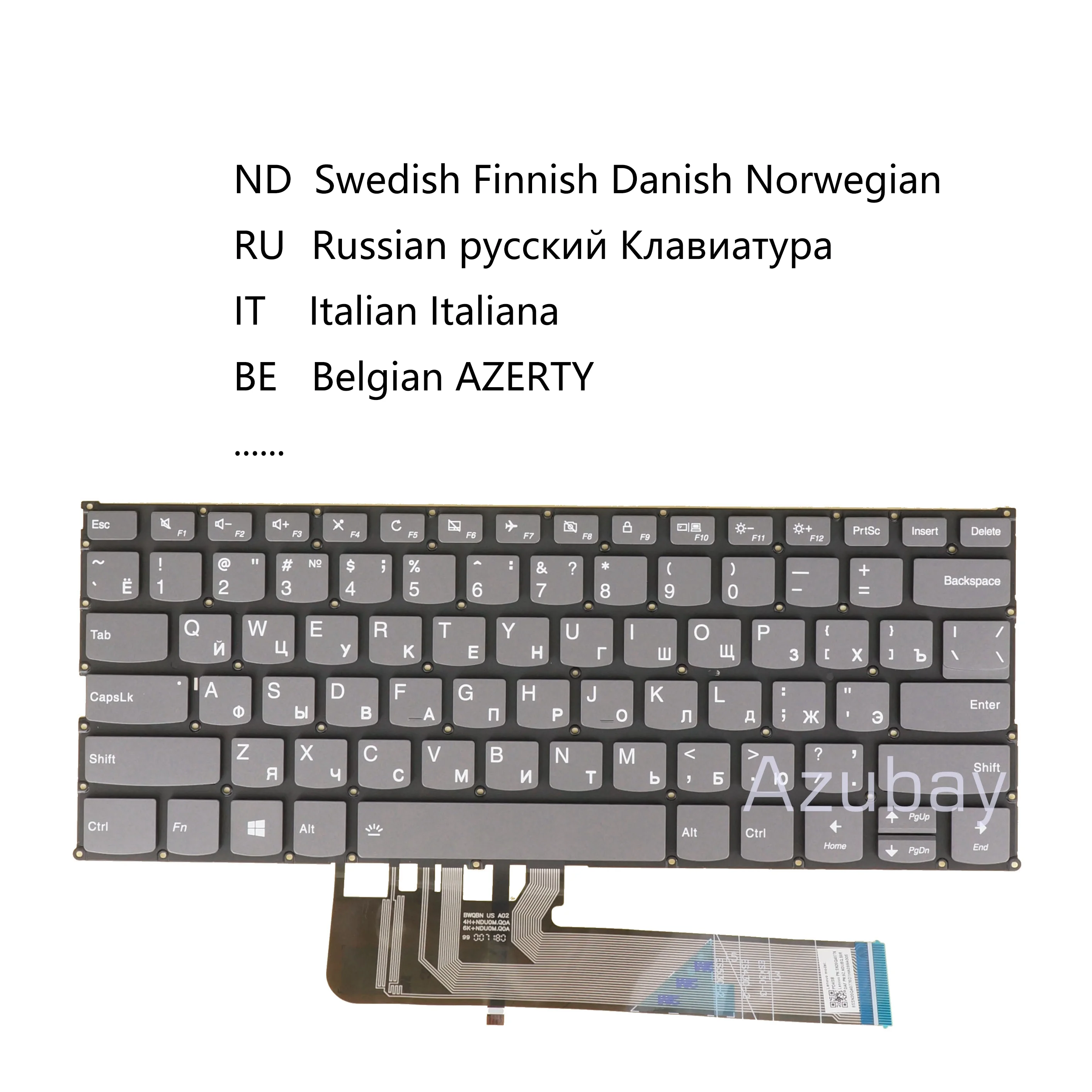 Teclado Retroiluminado para Lenovo Ideapad Yoga 53014 530-14arr 14ikb 730-13ikb 13iwl 15ikb 15iwl Belga Italiano Nórdico Russo