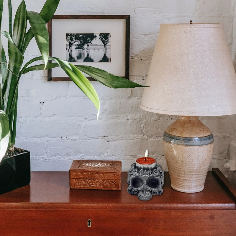 3D Skull Candlestick Epoxy Resin Mold Holder Silicone Mould DIY Crafts Jewelry Home Decorations Casting Tools Dropship