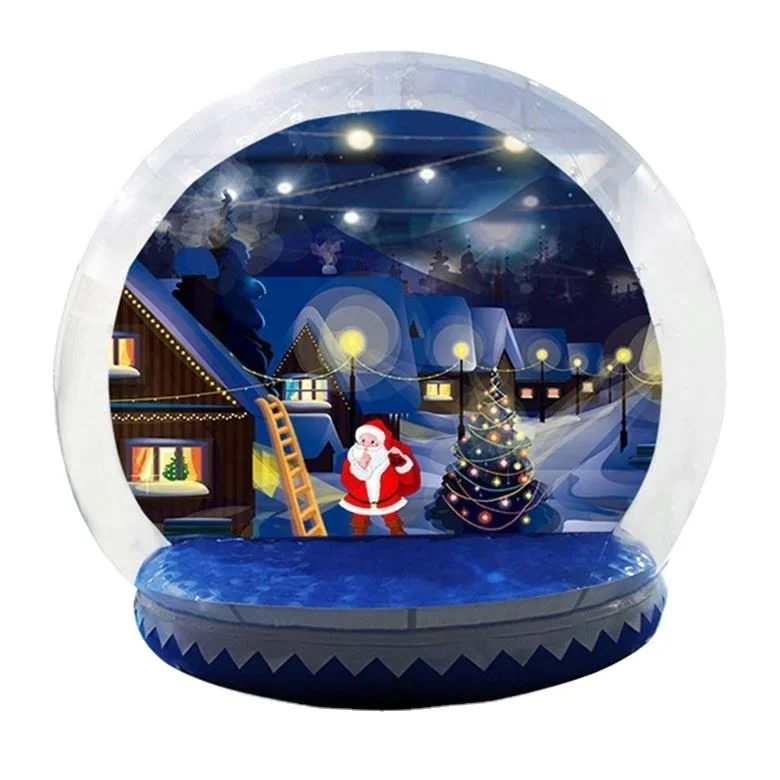 

Christmas Backyard Decoration Giant Clear PVC Snow Globes Inflatable Human Size Christmas Snow Globe With Tunnel