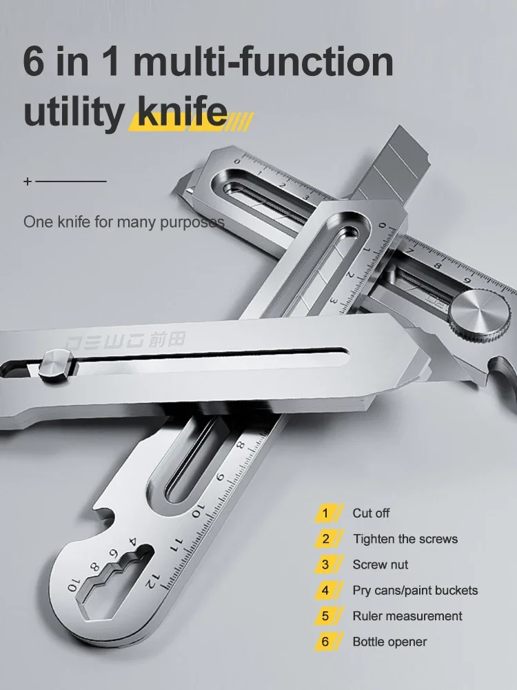 Multifunctional Pocket Utility Knife Stainless Steel Multitool knives 6 In 1 нож Couteau سكين Unboxing Cutter Office Stationery utility knife folding utility knife