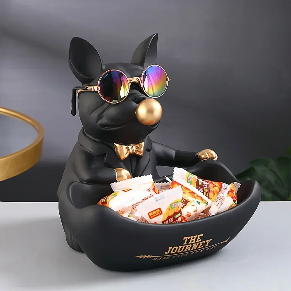 

Фигурки животных в виде бульдога, аксессуары для украшения дома, настольные украшения, коробка для хранения, скульптура для модели собаки, декор для гостиной