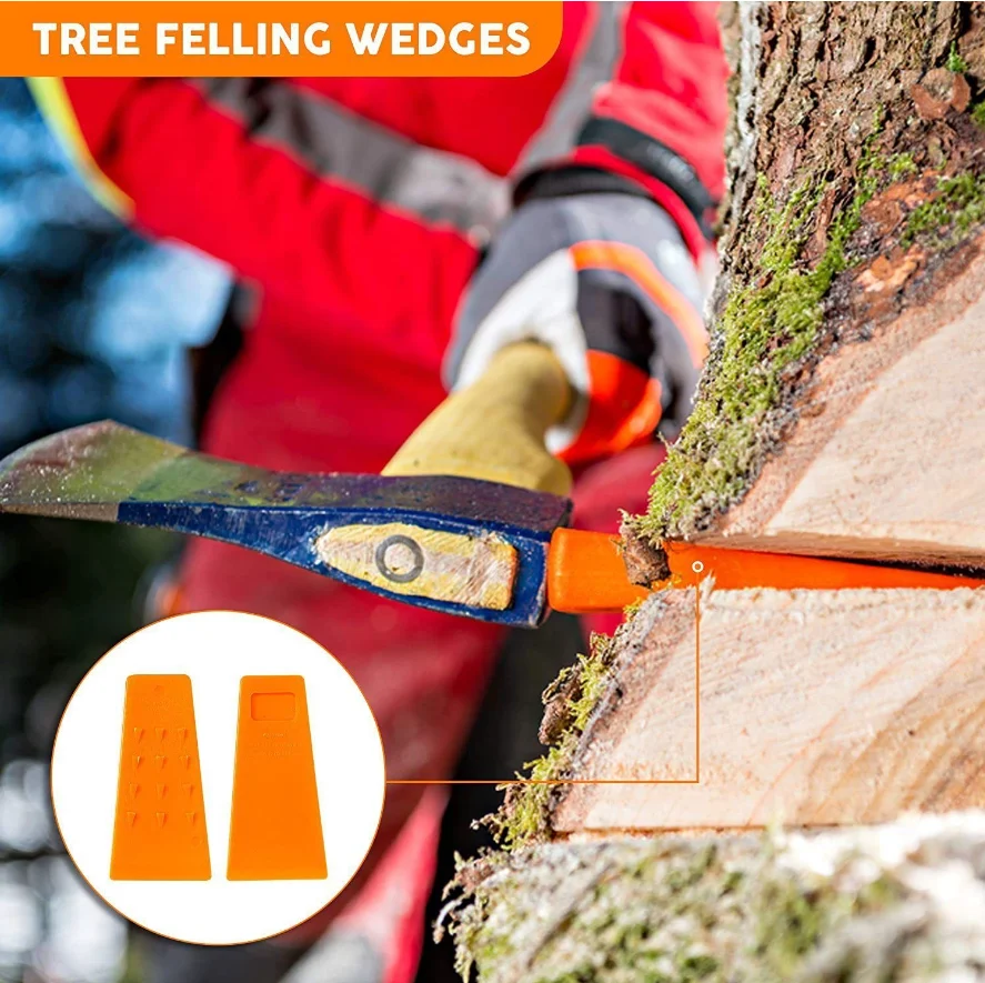 Spiked Chainsaw Tree Felling Wedges for Safe and Efficient Woodcutting