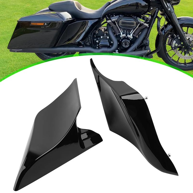 Black Motorcycle Stretched Extended Side Covers Panels ABS Plastic For ...