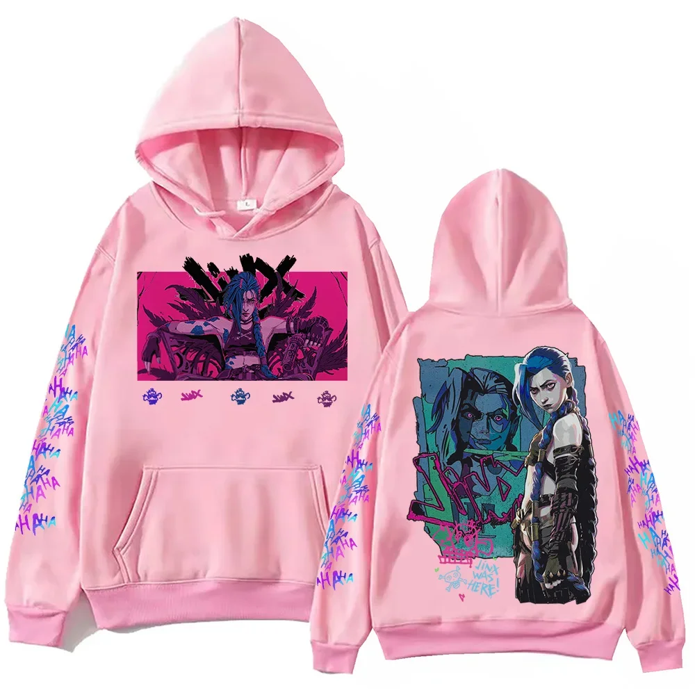 Hot Anime Jinx-Arcane Hoodie Harajuku Hip Hop Pullover Tops Popular Music Sweatshirt Fans Gift 4