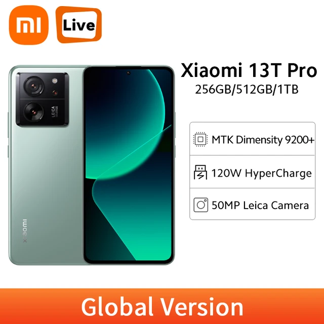 Global Version Xiaomi Mi 13T Pro Cellphone 144Hz AMOLED Display 50MP Leica Camera 120W HyperCharge MTK Dimensity 9200+ MIUI 14 1