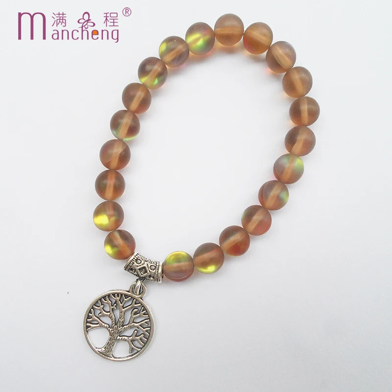 

Ethnic Reiki Healing Life Tree Bracelet Brown Moonstone Fluorescent Glowing Tree life Yoga Bracelets Women Men Meditation