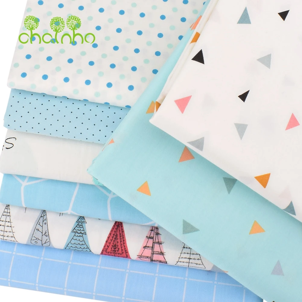 Chainho,Printed Twill Weave Cotton Fabric,DIY Sewing Quilting Material,Patchwork Cloth,8 Designs Series,15C252