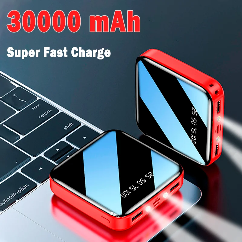 30000Mah Mini Display Digitale Powerbank Carica Super Veloce A Quattro Porte Per Xiaomi Iphone Samsung Powerbank Portatile Di Grande Capacità