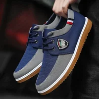 Men's Canvas Shoes Spring Workwear Breathable Lace-Up Wear-Resistant Anti-Odor Ankle-High Flat Bottomed Cotton Lined Shoes