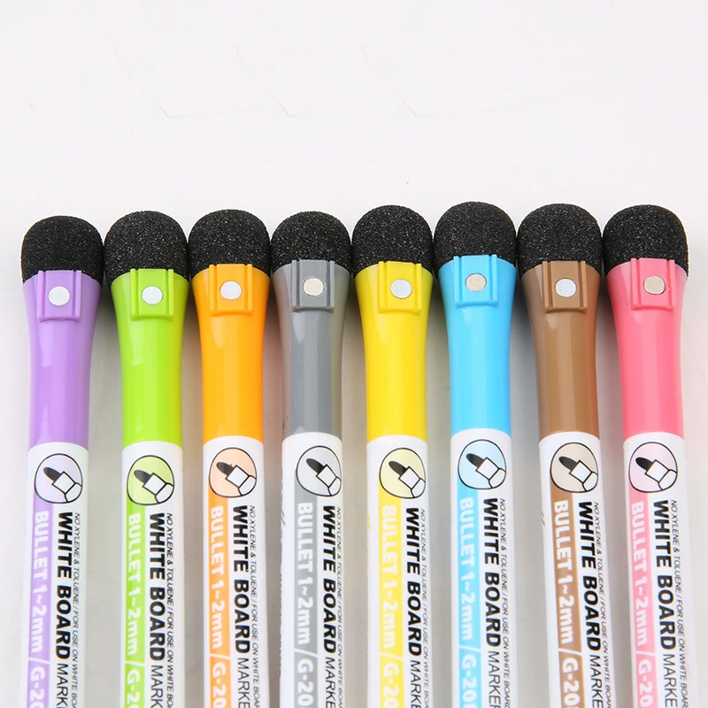 1 Set School Classroom Supplies Magnetic Erasable Whiteboard Pens Markers Dry Eraser Pages Children's Drawing Pen Board Markers - 2