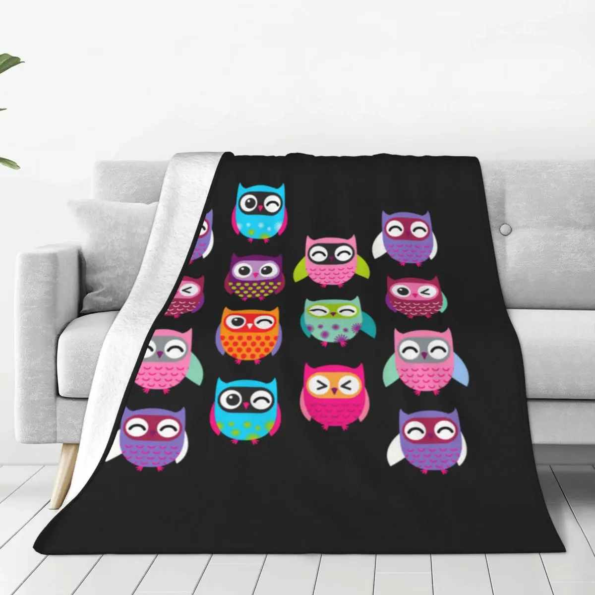 

Cute Colorful Owls Flannel Blanket Quality Super Soft Bird Bedding Throws Winter Travel Outdoor Graphic Bedspread
