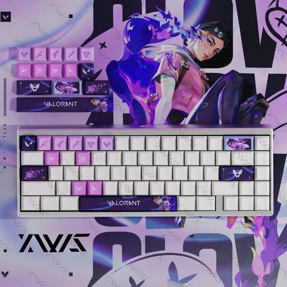 Touches De Clavier Personnalisées Valorant Jett - 12 Touches PBT, Compatible Cherry MX, Pour Claviers 60%