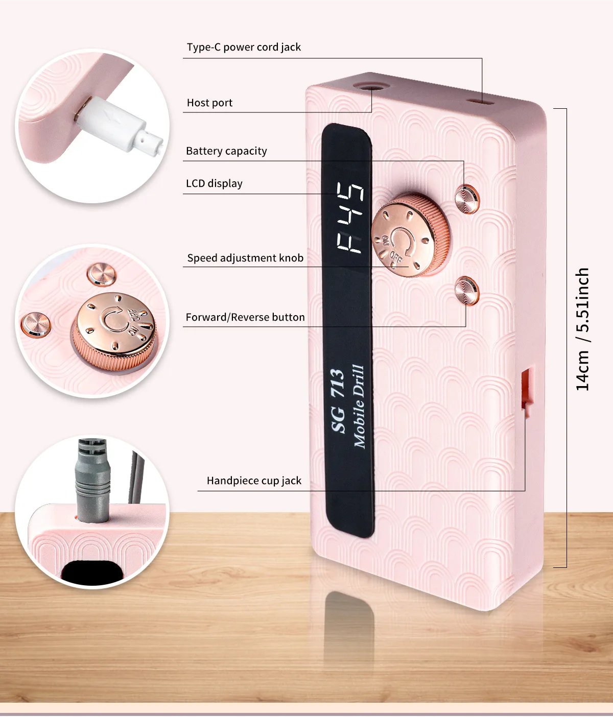 35000/45000RPM Rechargeable Nail Drill Machine Professional Portable Electric Ma