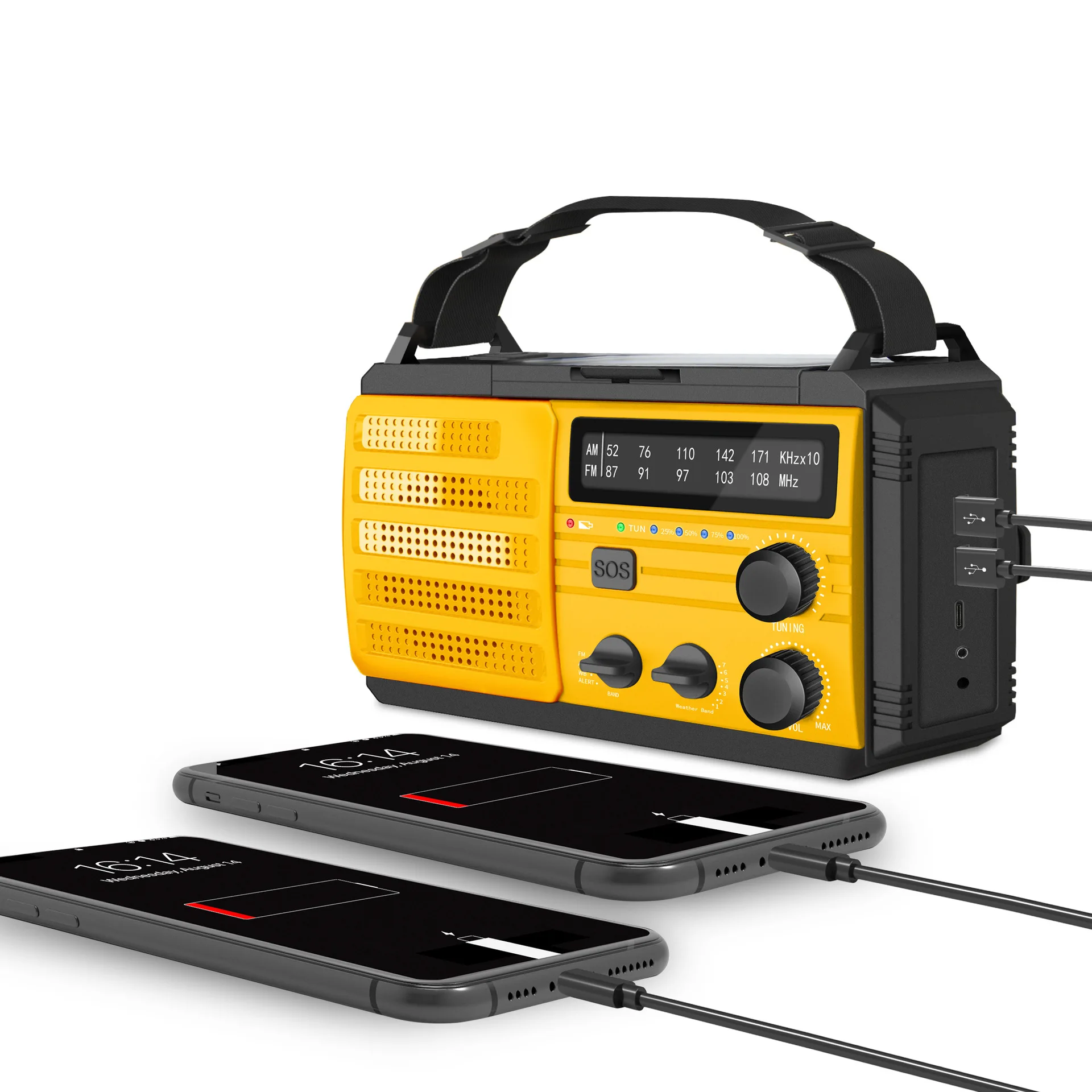MD-091 Outdoor Emergency Radio SOS Hand Rechargeable Solar 8000mAh Battery Powered SOS Alarm Reading Light Earphones
