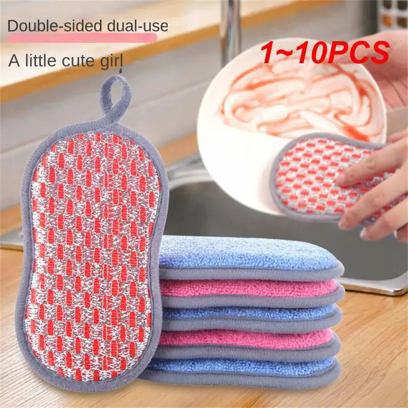 

1~10PCS Kitchen Cleaning Sponge Scouring Pad Dishwashing Brush Pot Brush Double Sided Wipe Sponge Household Cleaning Brush