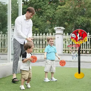 Kids Portable Basketball Hoop Sensory Basketball Court Hoop Set With Inflatable Ball And Pump Kids Sports Ball Toys With 4