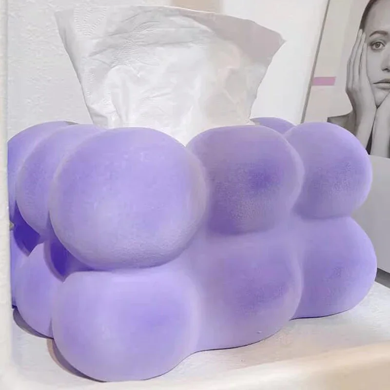 Ceramic Velvet Surface Tissue Box Creative Retro High-end Feeling Home Living Room Bedroom Bathroom Restaurant, Table Decor, 1Pc