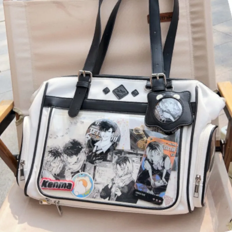 JIAERDI Japanese Beige Ita Bag Handbag Women Harajuku Aesthetic Transparent Itabag Ladies Large Capacity Shoulder Bags 2024 New
