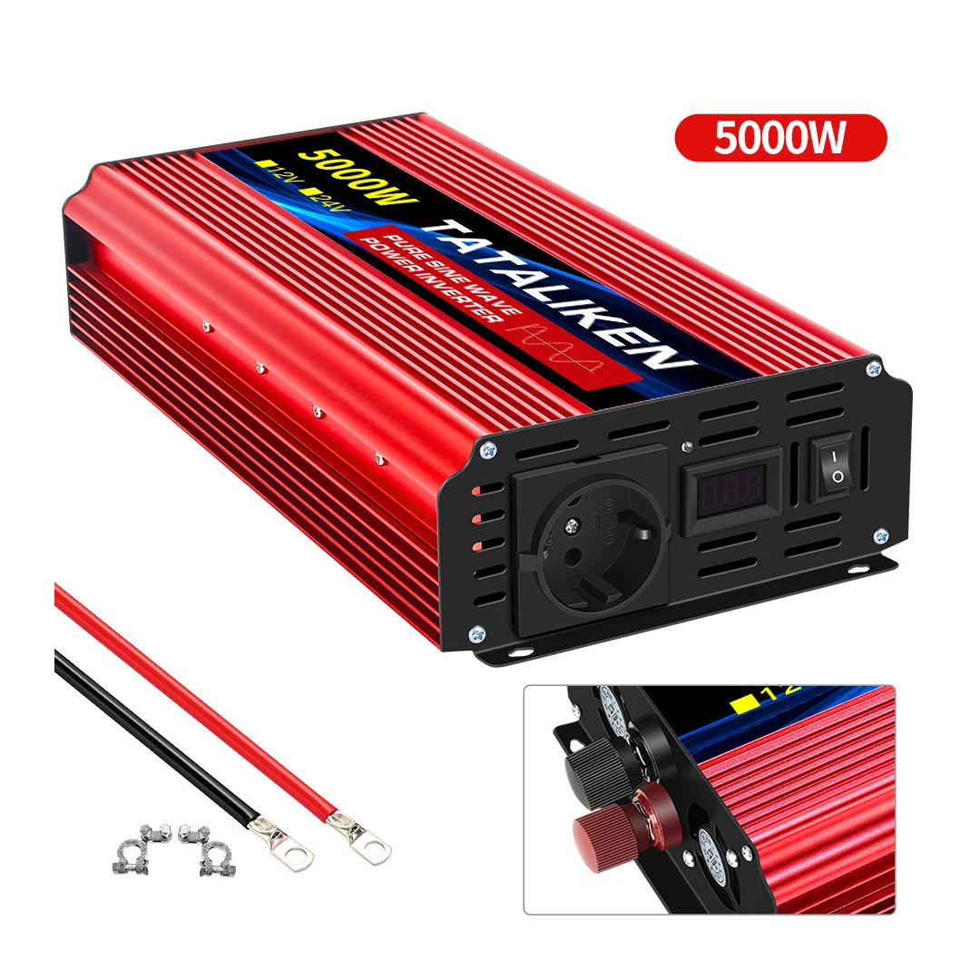 Pure Sine Wave 2000W/5000W Power Converter For 12V And 24V To 110-220V Inverter