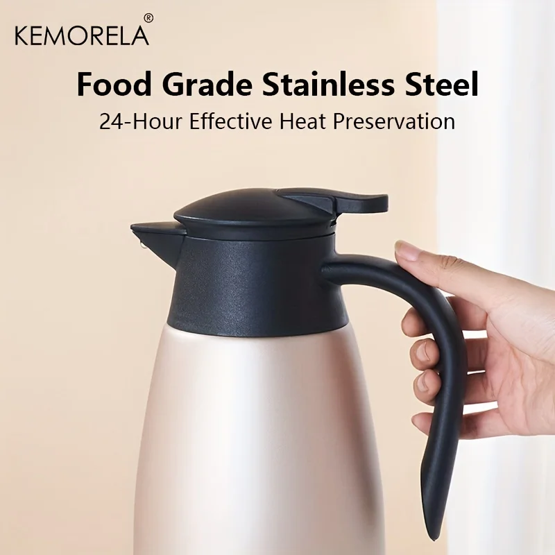 KEMORELA 2L Coffee Thermal Kettle Stainless Steel Vacuum Flasks Office Thermos Bottle Insulation Kettle Hot Water Thermos Pot