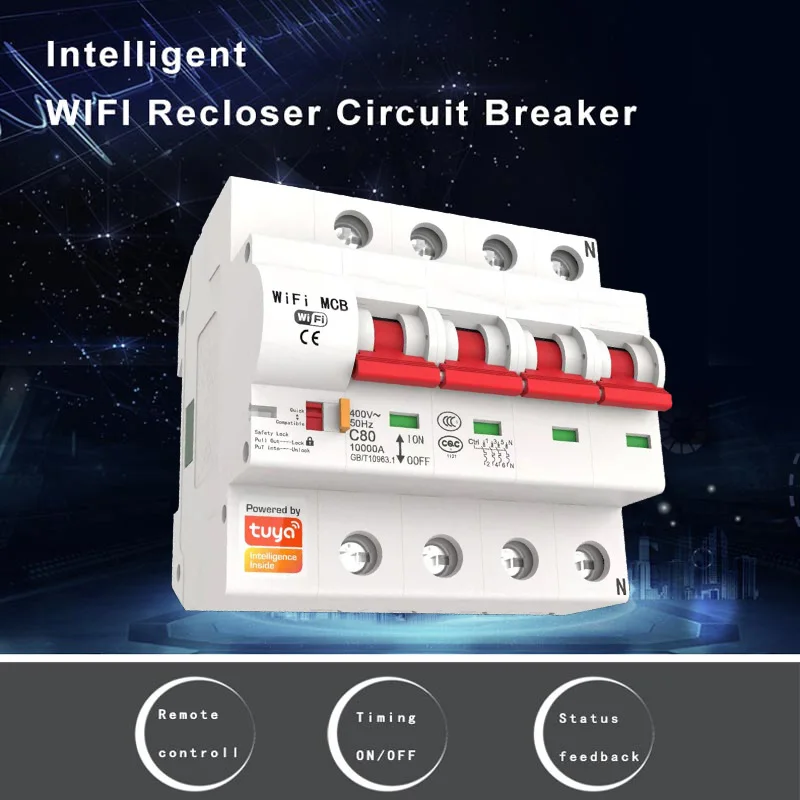 Tuya Vida Inteligente Wifi Disjuntor Interruptor de Monitoramento de Energia Controle Remoto Automático Mcb 16a125a 4p 63a - Image 3