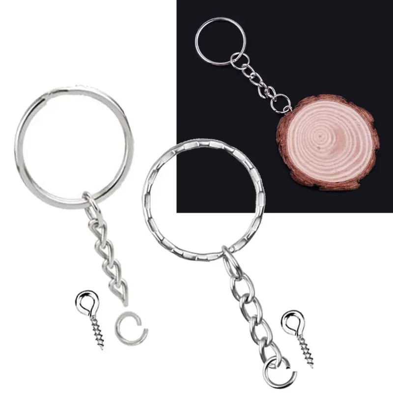 150Pcs 실버 스크류 아이 핀 키 체인 오픈 점프 링 체인 익스텐더 아이 핀 분할 키 링 쥬얼리 결과 만들기
