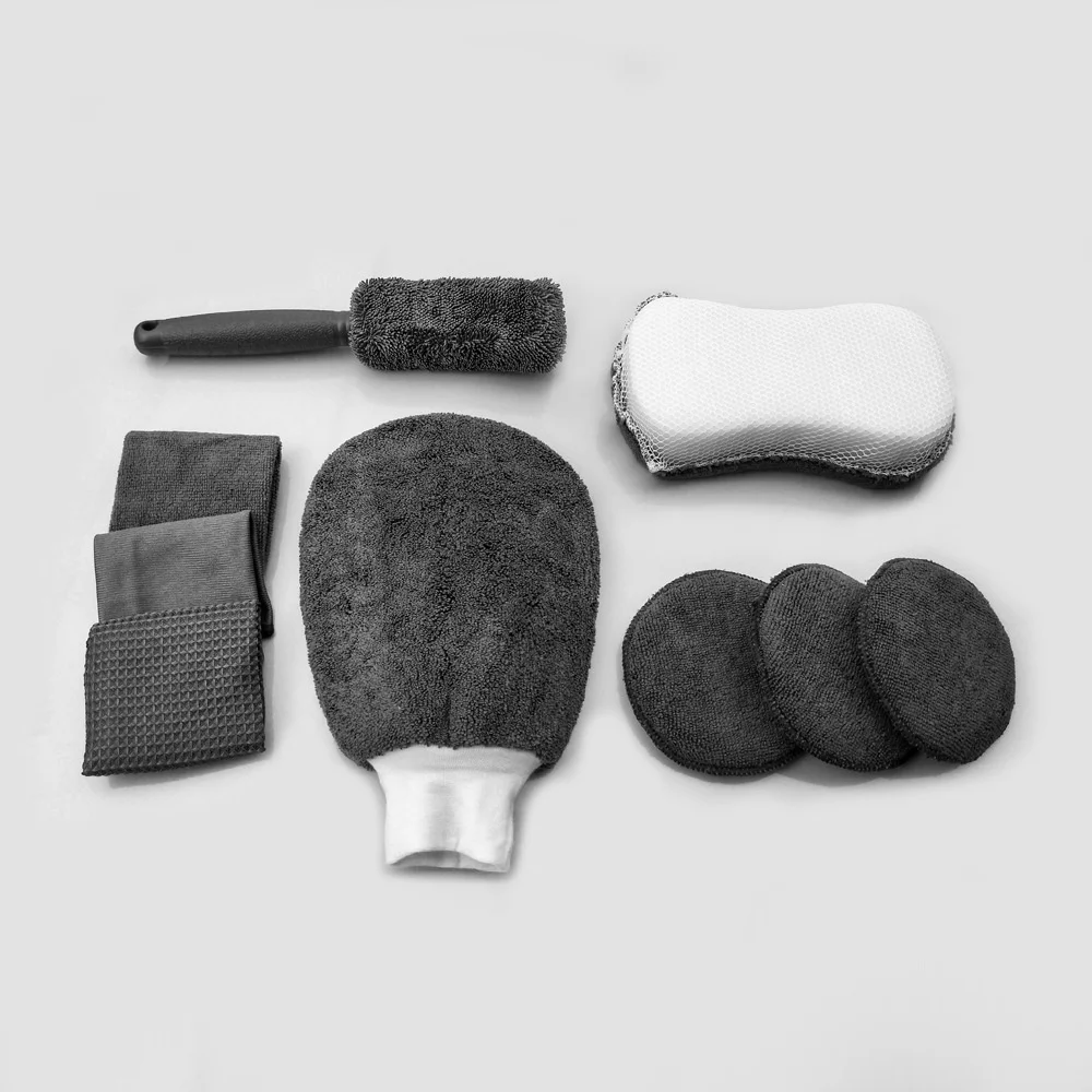 9-Piece Car & Motorcycle Cleaning Set – Wash Gloves, Towels, Waxing Sponges & Wheel Brushes for Auto Detailing 2