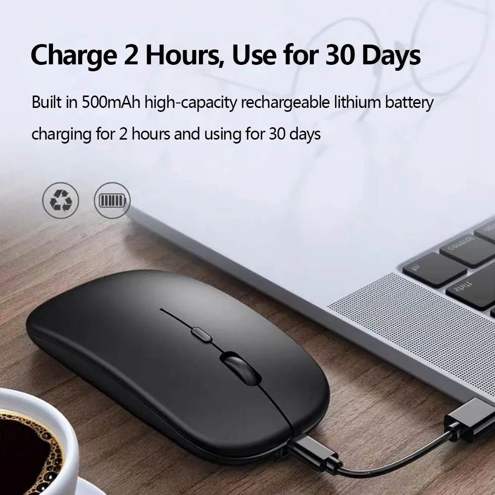 Ratón Inalámbrico Recargable, Ratón óptico Inalámbrico Silence Click Nanorreceptor Usb Ultradelgado 1600 Dpi Con Cable Usb Para Pc Tableta Portatil Negro Active Biensenido A Active
