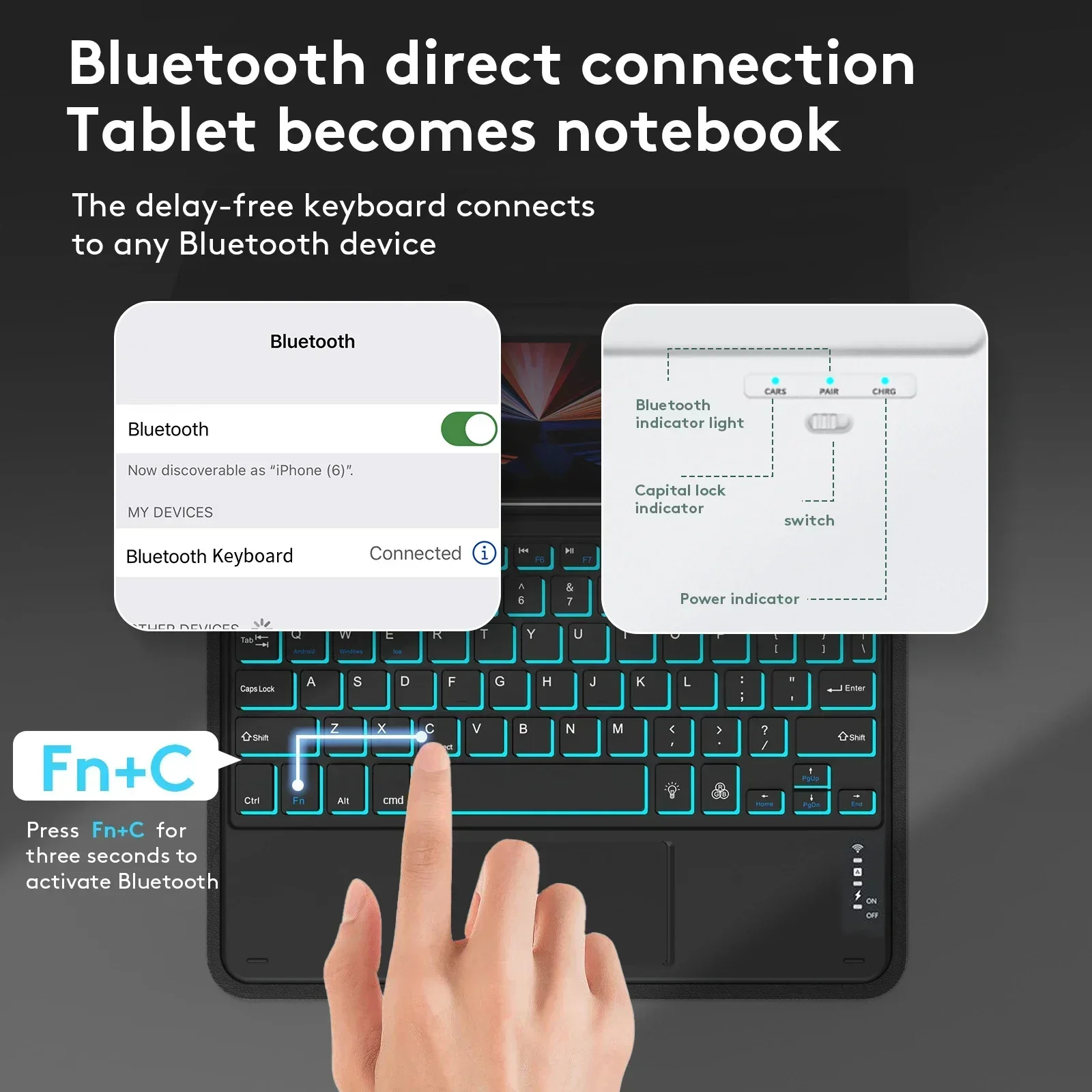 Illuminated Keyboard Case with Adjustable Backlighting