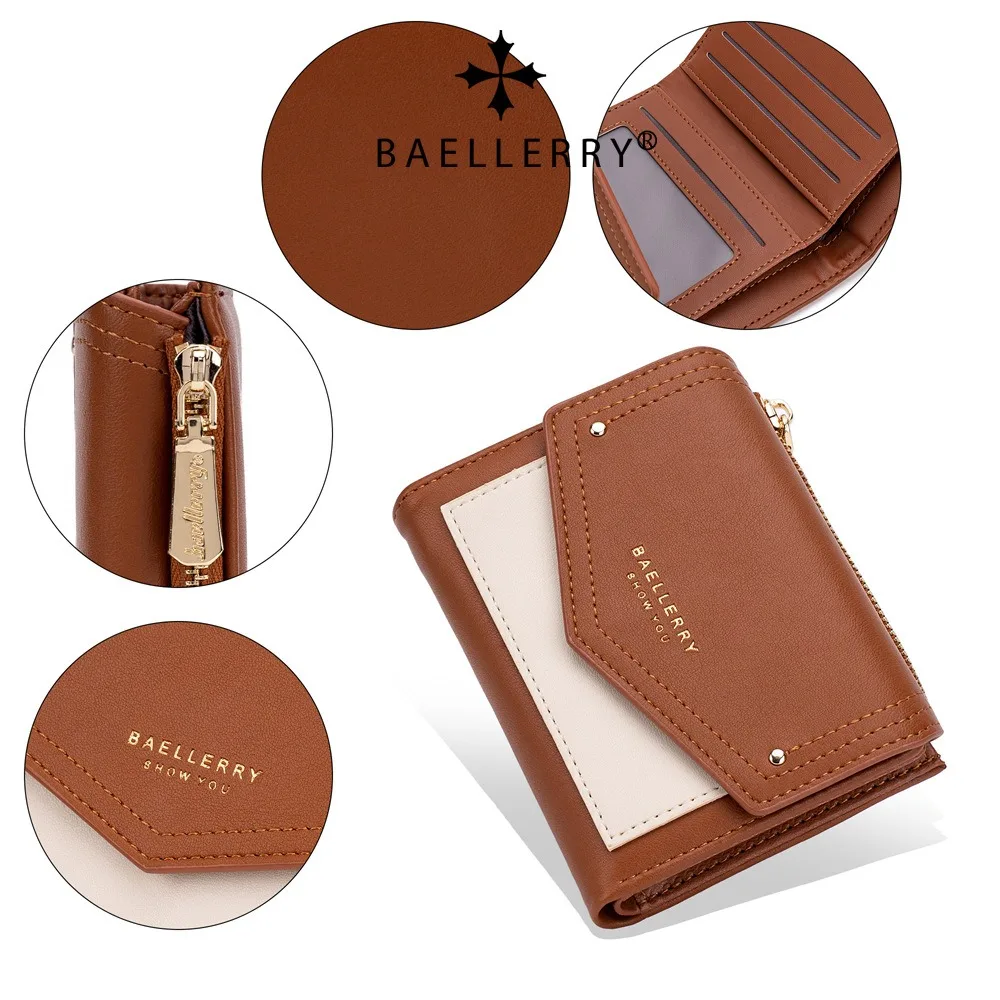 Baellerry Mini Zip Wallet for Women Gift - PU Multifunctional Travel Purse, Slim RFID-Free Card Case