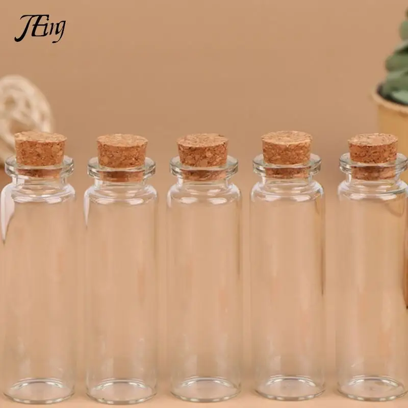 5/10Pcs Mini Small Glass Bottles with Clear Cork Stopper Jars Tiny Wedding Vials Message Favor Containers Jewelry New