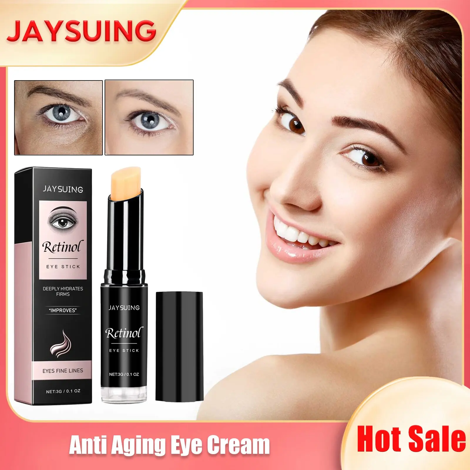 Retinol Eye Cream Stick Brighten Eye Area Reduce Puffiness Wrinkle Removal Anti Aging Firming Fine Line Remove Dark Circle Cream