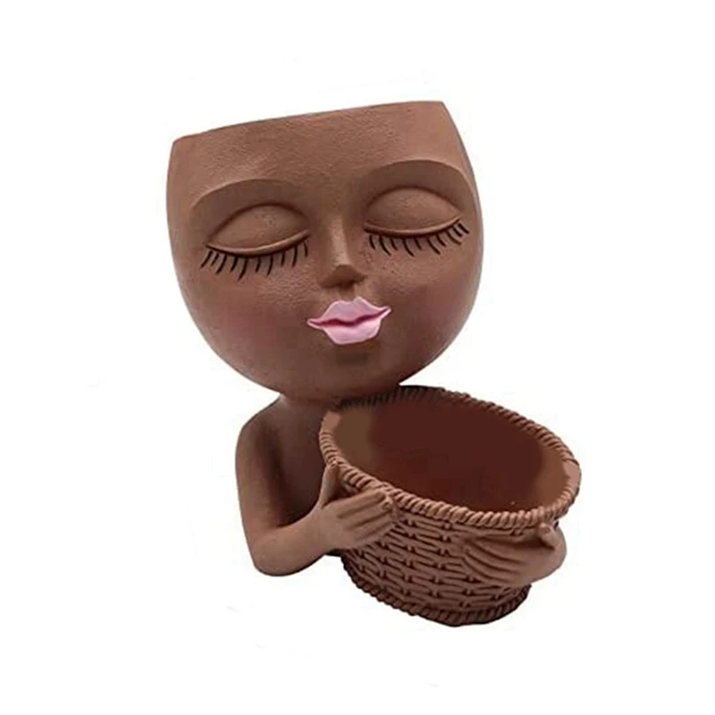 

Cute Lady Face Plant Pots Two-In-One Flowerpot Suitable For Indoor Outdoor Plants Succulent
