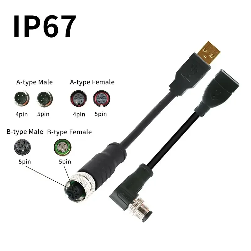 para Usb Connector Cabo Pin para Usb Scanner Cabo Industrial Câmera Wire Plug Linha de Extensão Feminino Masculino m a 10m M12