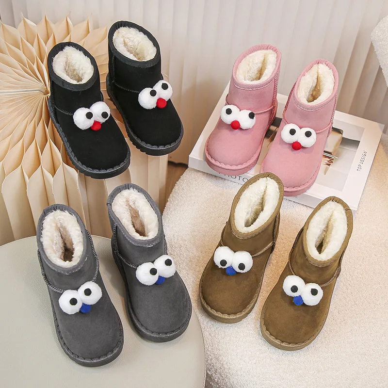 

Kids Snow Boots 2023 Winter Fashion Cartoon Cotton Boots for Girls Boys Plush Warm Children Shoes Toddler Non-slip Cotton Shoes