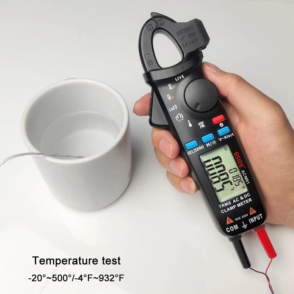 BSIDE Digital Clamp Meter Auto Range Amperímetro True RMS Atual Tensão Tester Multímetro Capacitor Medidor de Freqüência Resistência NCV