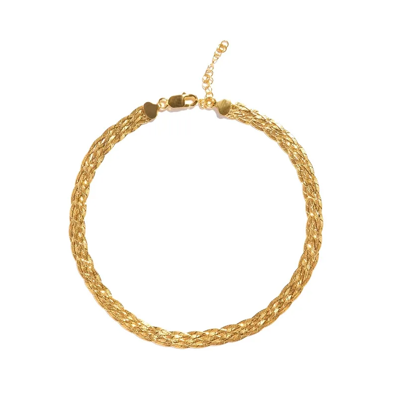 Ins Woven Necklace Niche Electroplated 18k Gold Necklace Simple Collarbone Chain Sweater Chain Cuban Chain