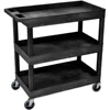 32" x 18" Mobile Multipurpose Utility Tub Cart with 3 Shelves and Ergonomic Handle - Black, Great for Warehouse, Garage and More 1