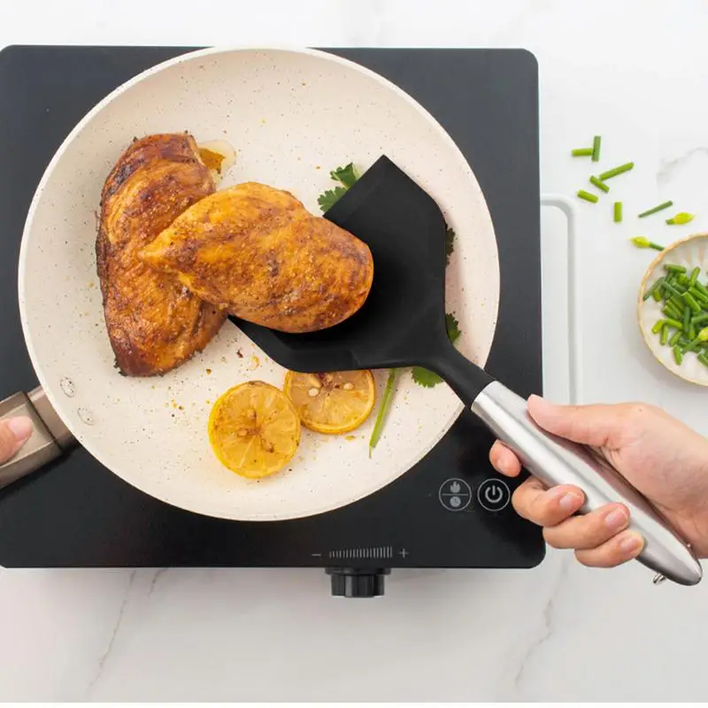 1pcs Wide Silicone Spatula Shovel Nonstick Frying Shovel With Ergonomic Handle Cookware Kitchen Cooking Tools Accessories