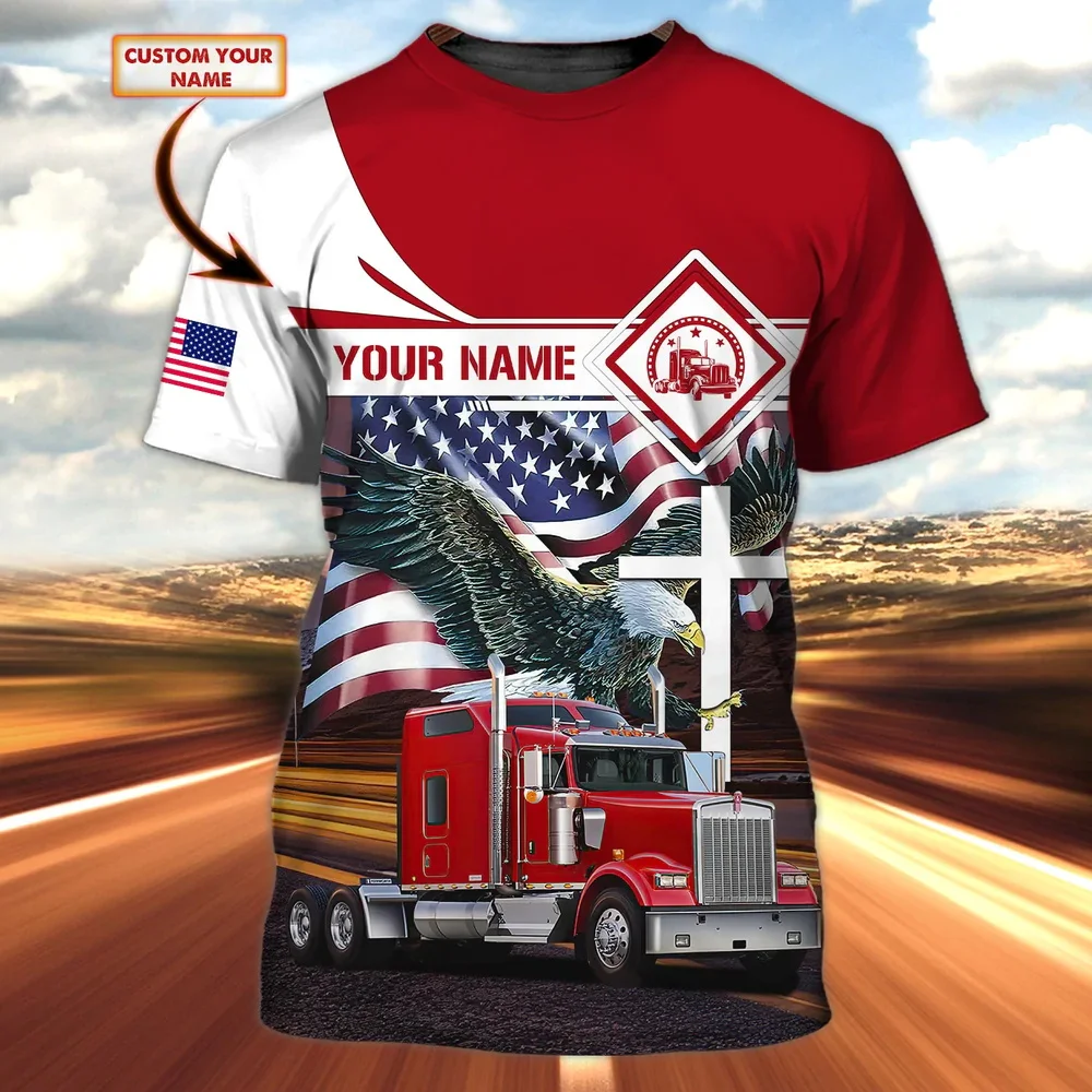 PLstar Cosmos Sommer Herren T-Shirt Trucker Personalisierter Name 3D-Druck T-Shirt Unisex Casual Kurzarm Truck Driver Geschenke DW88 – Detail 37
