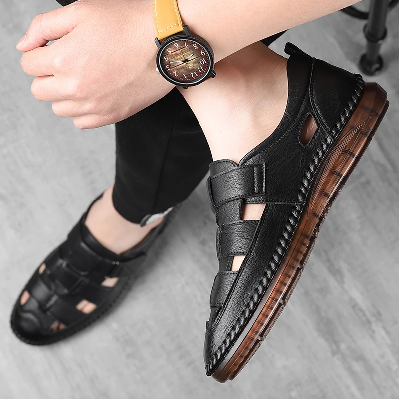Men's Leather Hole Sandals for Summer