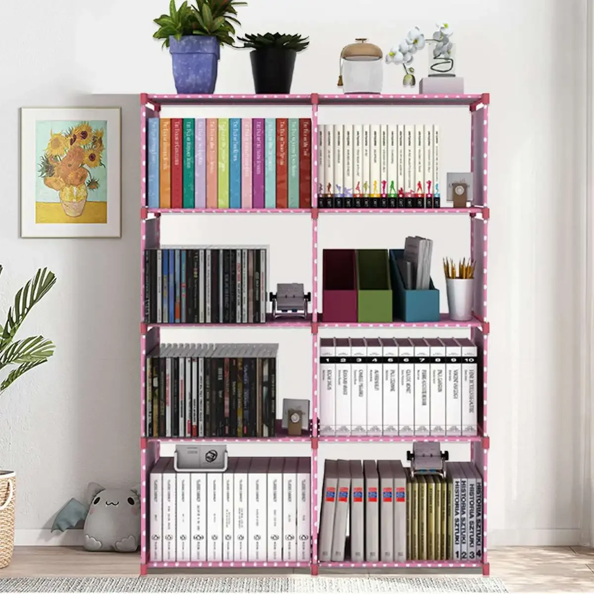 Modern Living Room Furniture Showcase Mobile Shelf Rotating Bookcase Books Children's Booklets Room Decor for Men White Cabinet