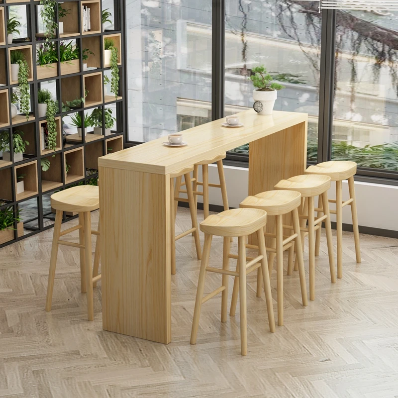 

Minimalist Wooden Bar Table Reception Industrial Foldable Luxury Bar Dining Tables Cocktail Central Mesa Pared Bar Furniture