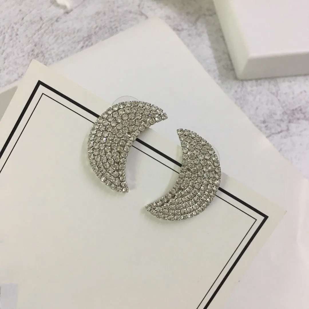 

European and American popular full Zircon moon earrings