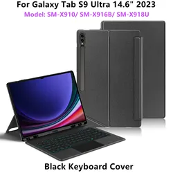 Backlit Keyboard Cover with Protective Case for Polish Keyboard (S9 Ultra 14.6 Black)