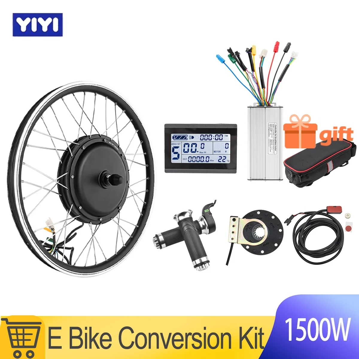 1500W 전기 자전거 개조 키트 브러시리스 기어리스 허브 모터 20인치-700C LCD3 디스플레이 브레이크 센서 포함 전기자전거 키트
