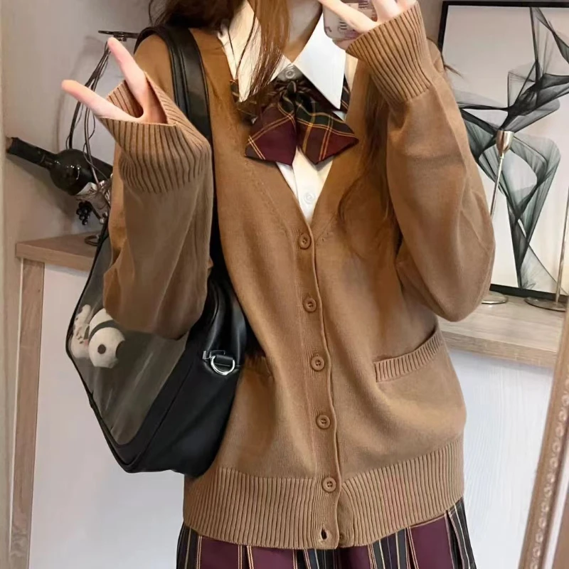 Original anime yellow jk uniform sweater 2025 new autumn and winter Japanese knitted cardigan college style jacket women's top