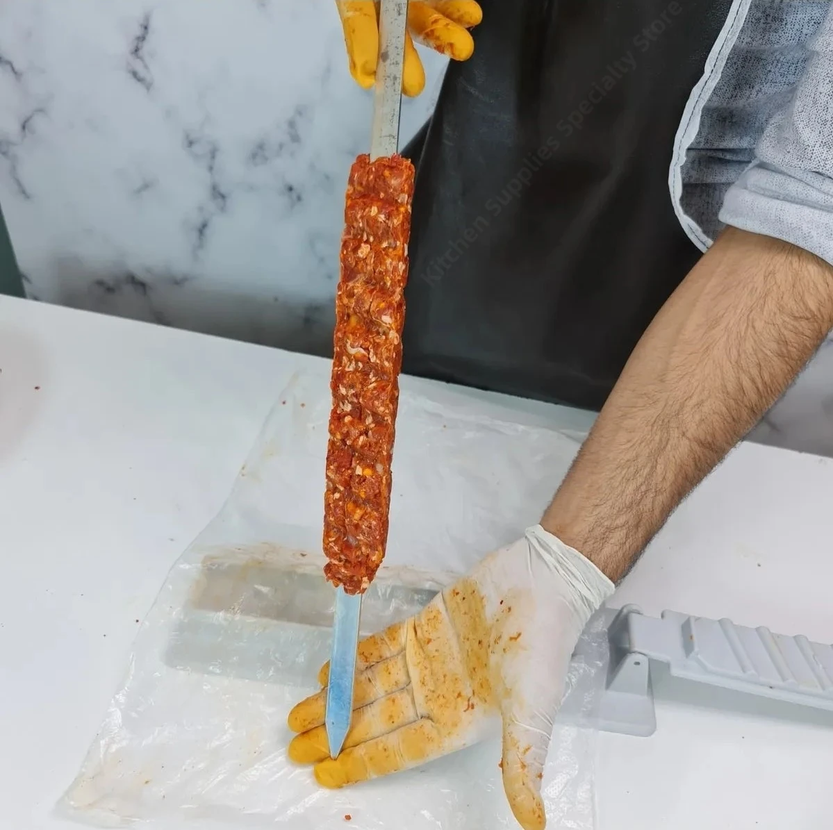 Single Row Kebab Maker Bbq Meat Skewer Machine Kebab Press Maker Reusable Plastic Bbq Skewer Preparation BBQ Tool kebab maker barbecue skewers bbq grilling accessories